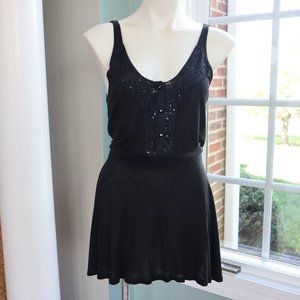 FREE PEOPLE Black Tank Romper with Sequin accents Size Small